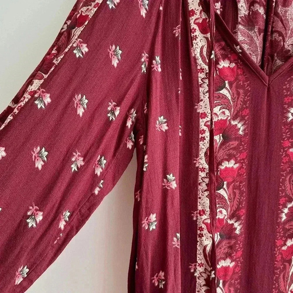 Lucky Brand Rust Bohemian Floral Peasant Blouse, Size Small - Picture 9 of 16